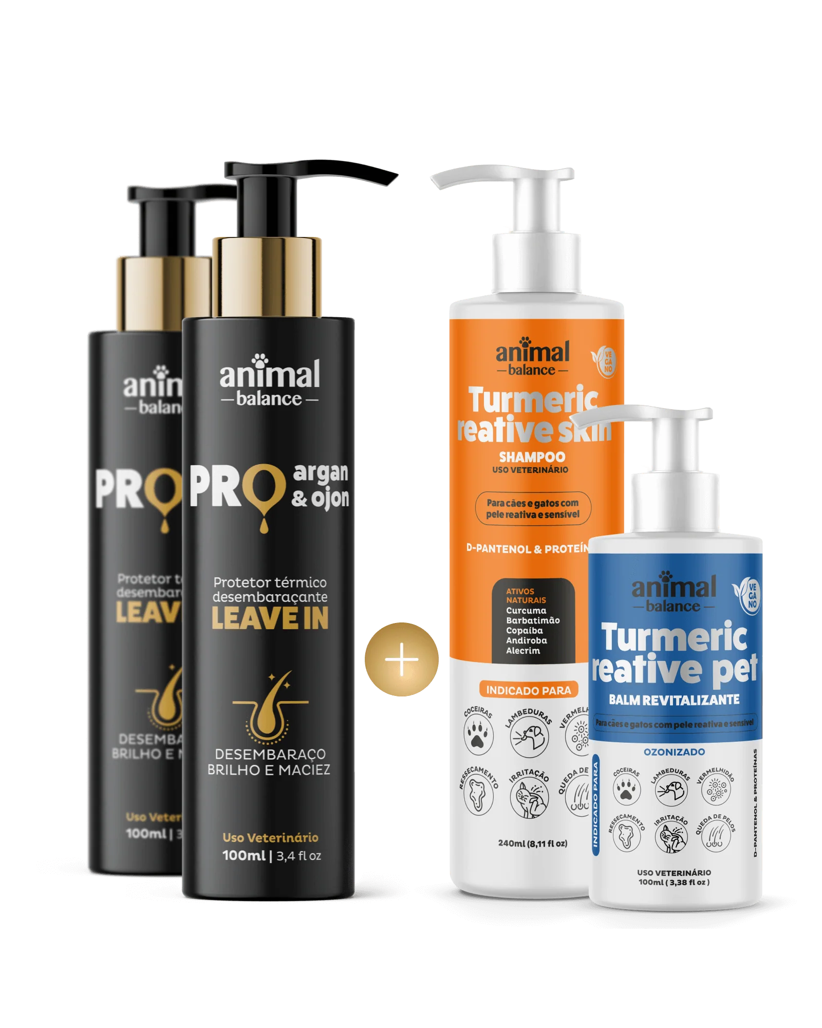 02 Pro Argan e Ojon + 01 Shampoo e 01 Balm Turmeric Reative