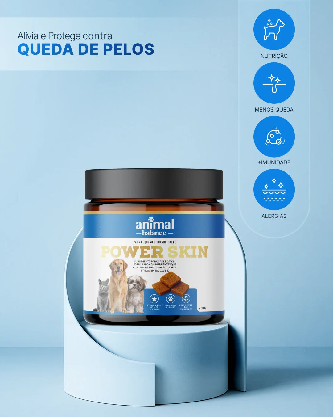 3 Power Skin - Pelo & Derme - Suplemento em Flexbites Palatáveis - 250g