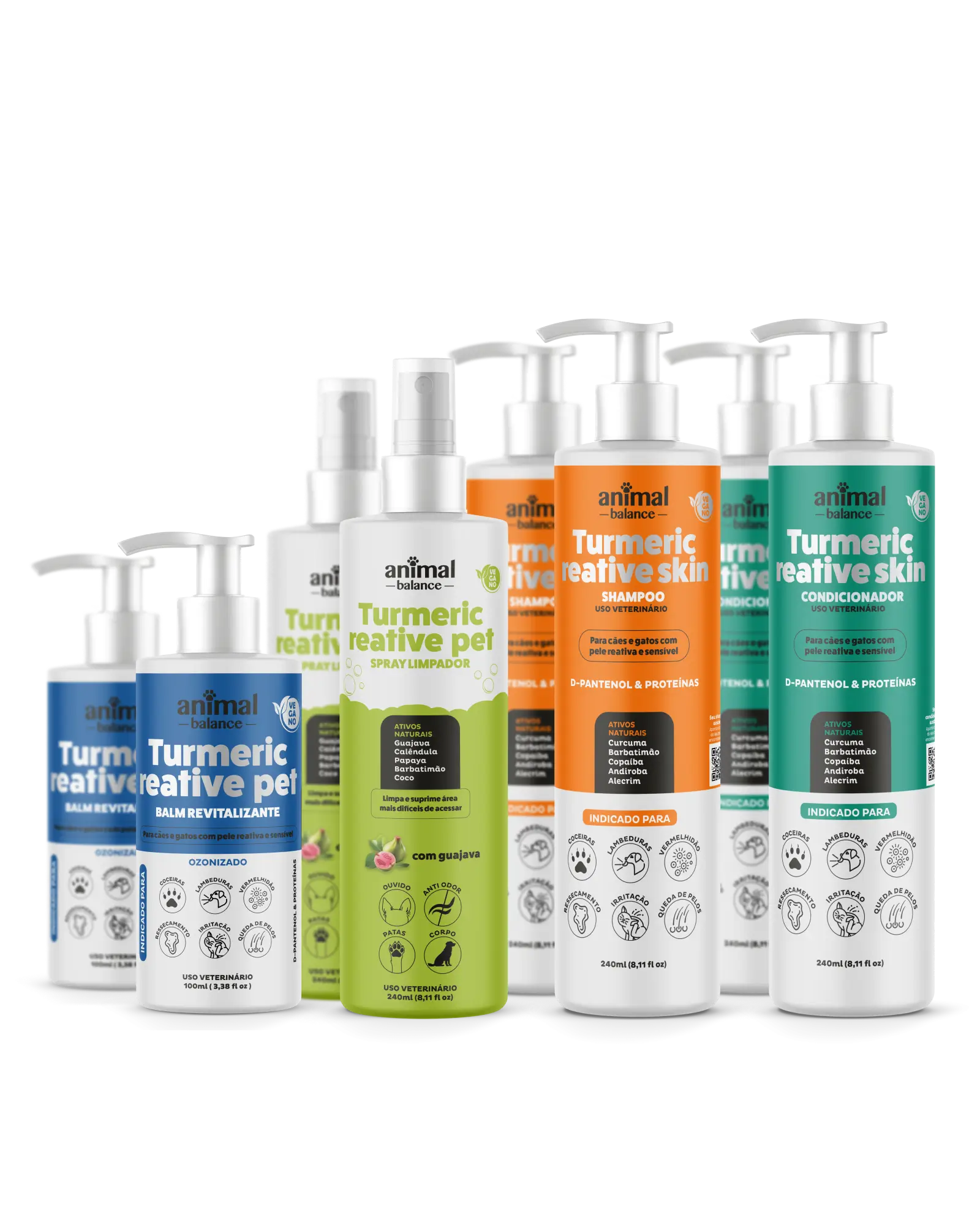 Kit Mega Alívio Promocional - 2 Shampoo Curcuma Reative + 2 Condicionador Reative + 2 Balm Reestruturante Hidratante + 2 Spray Limpador Calmante