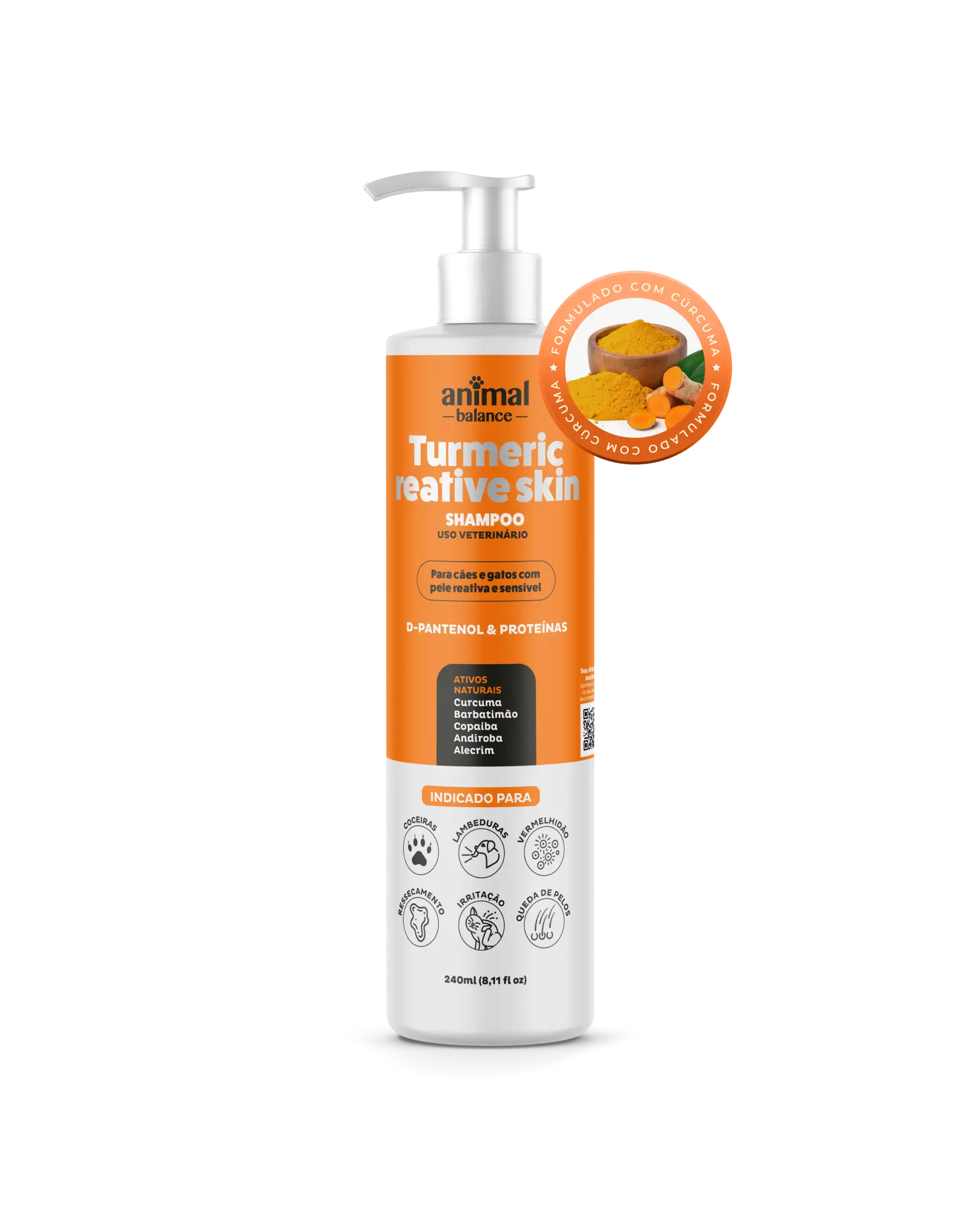 2 Und Shampoo Pet - Cúrcuma Reative Skin - 240ml