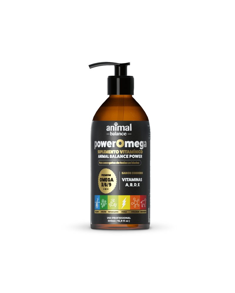 PowerOmega 3, 6 e 9 + Cúrcuma - Suplemento Vitamínico, Sabor Cordeiro 500ml - 3und