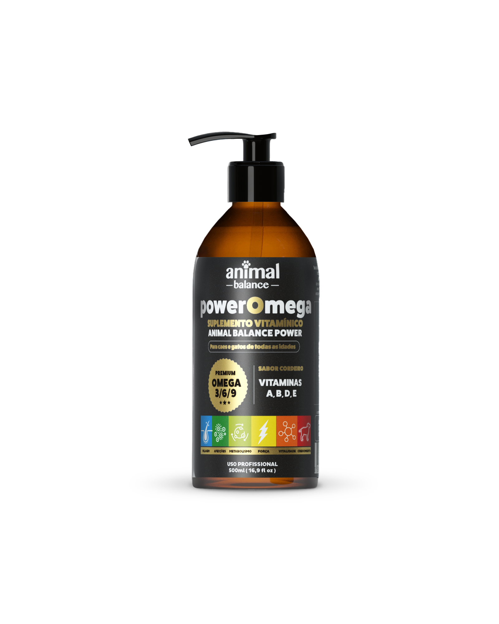 PowerOmega 3, 6 e 9 + Cúrcuma - Suplemento Vitamínico, Sabor Cordeiro 500ml - 1 und