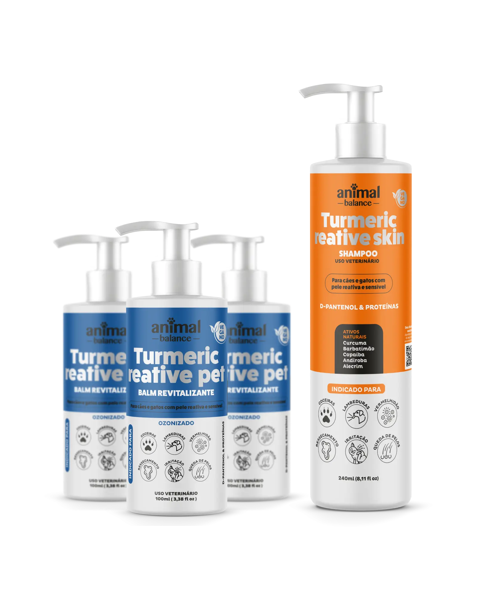 Kit Obrigatório 3 Loções Balm + 1 Shampoo Turmeric