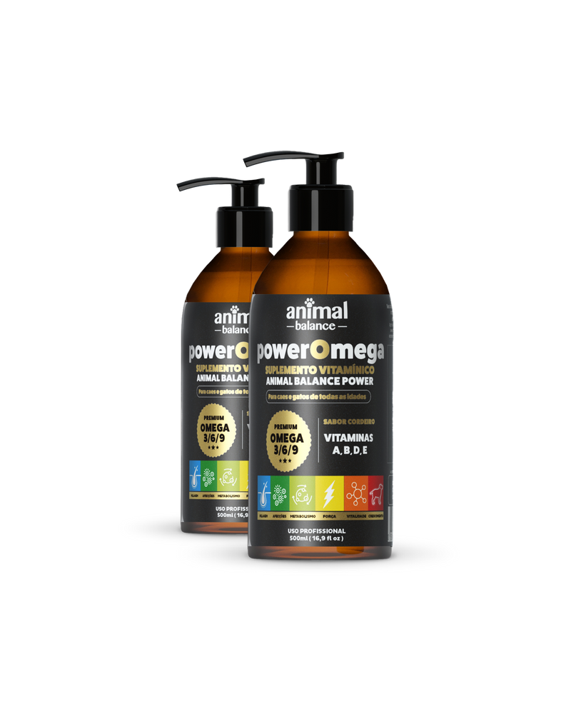 PowerOmega 3, 6 e 9 + Cúrcuma - Suplemento Vitamínico, Sabor Cordeiro 500ml - 2und