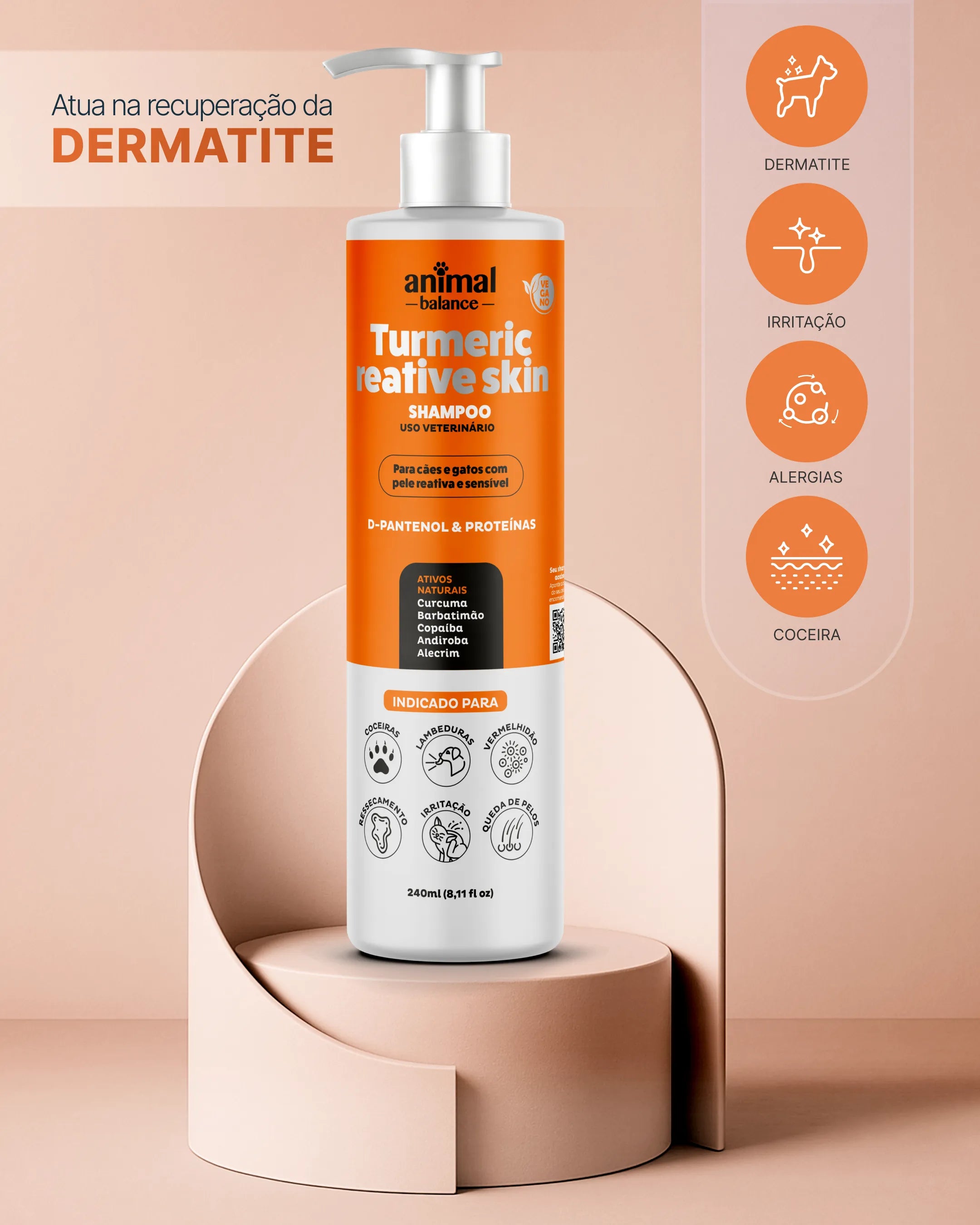 Shampoo Pet - Cúrcuma Reative Skin - 240ml